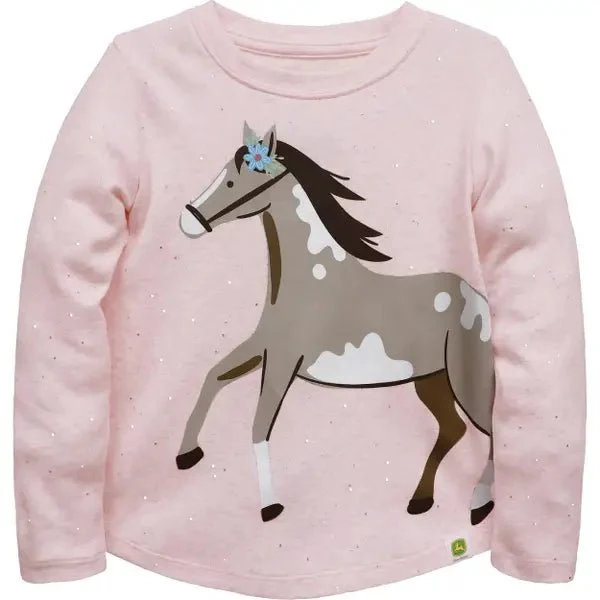 John Deere Girl’s Long Sleeve Horse Shirt