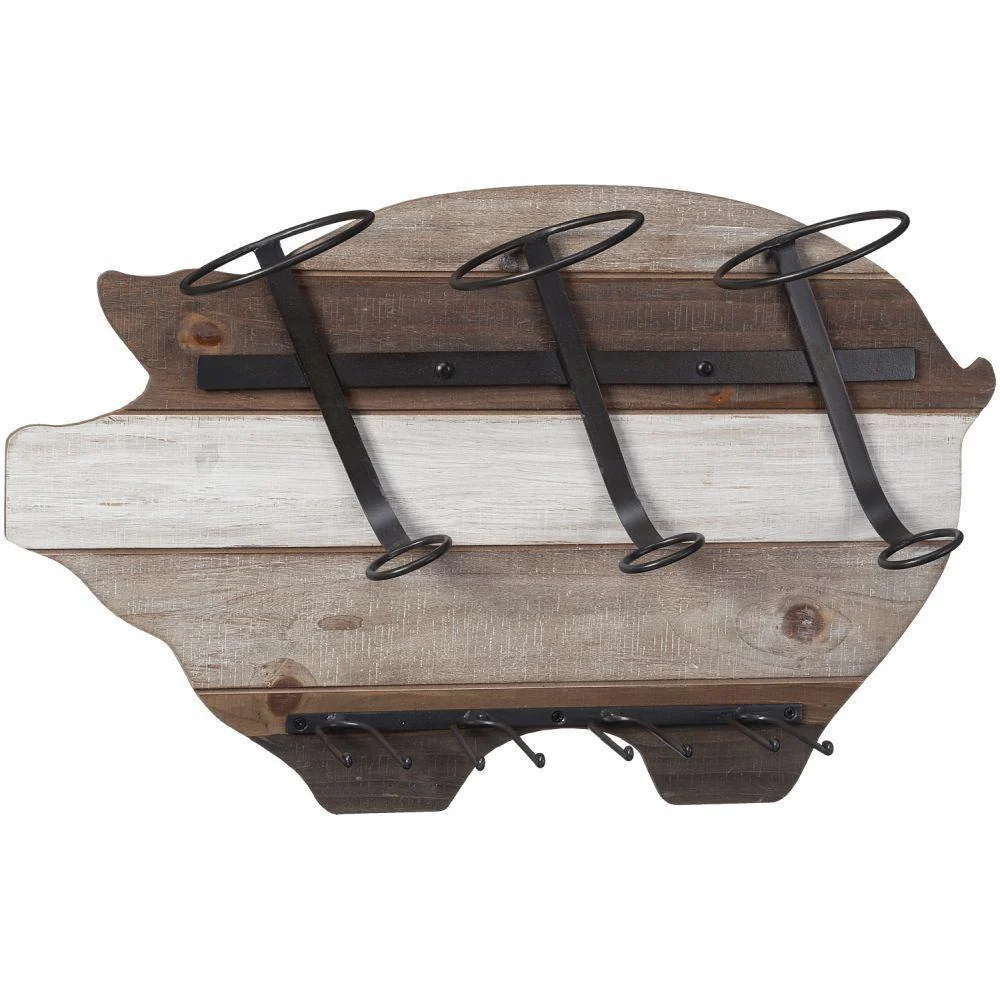 JT International Though 1 Pig Wine Bottle and Glass Holder