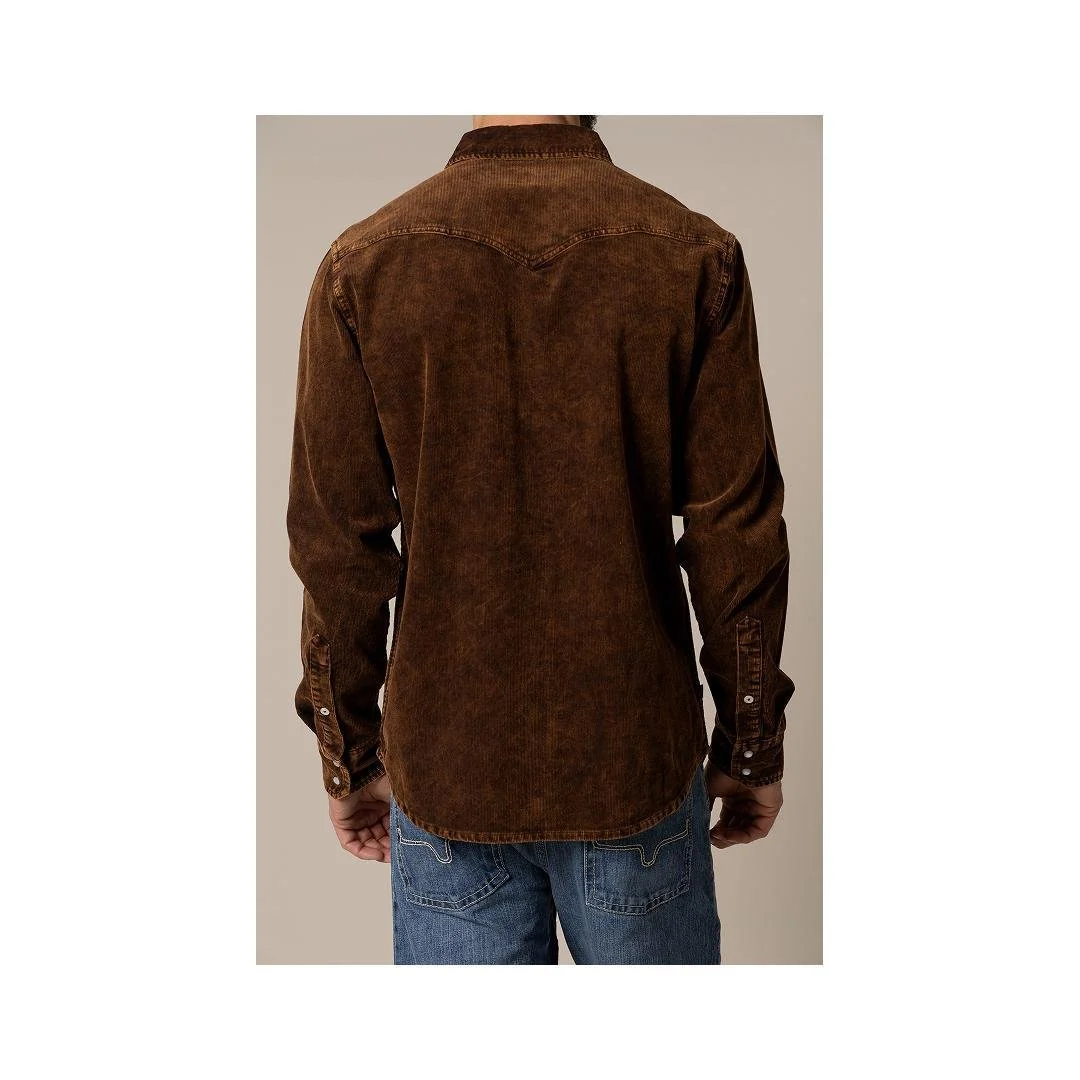 Kimes Ranch Men's Catalina Cord Button Up Dark Brown - Image 3