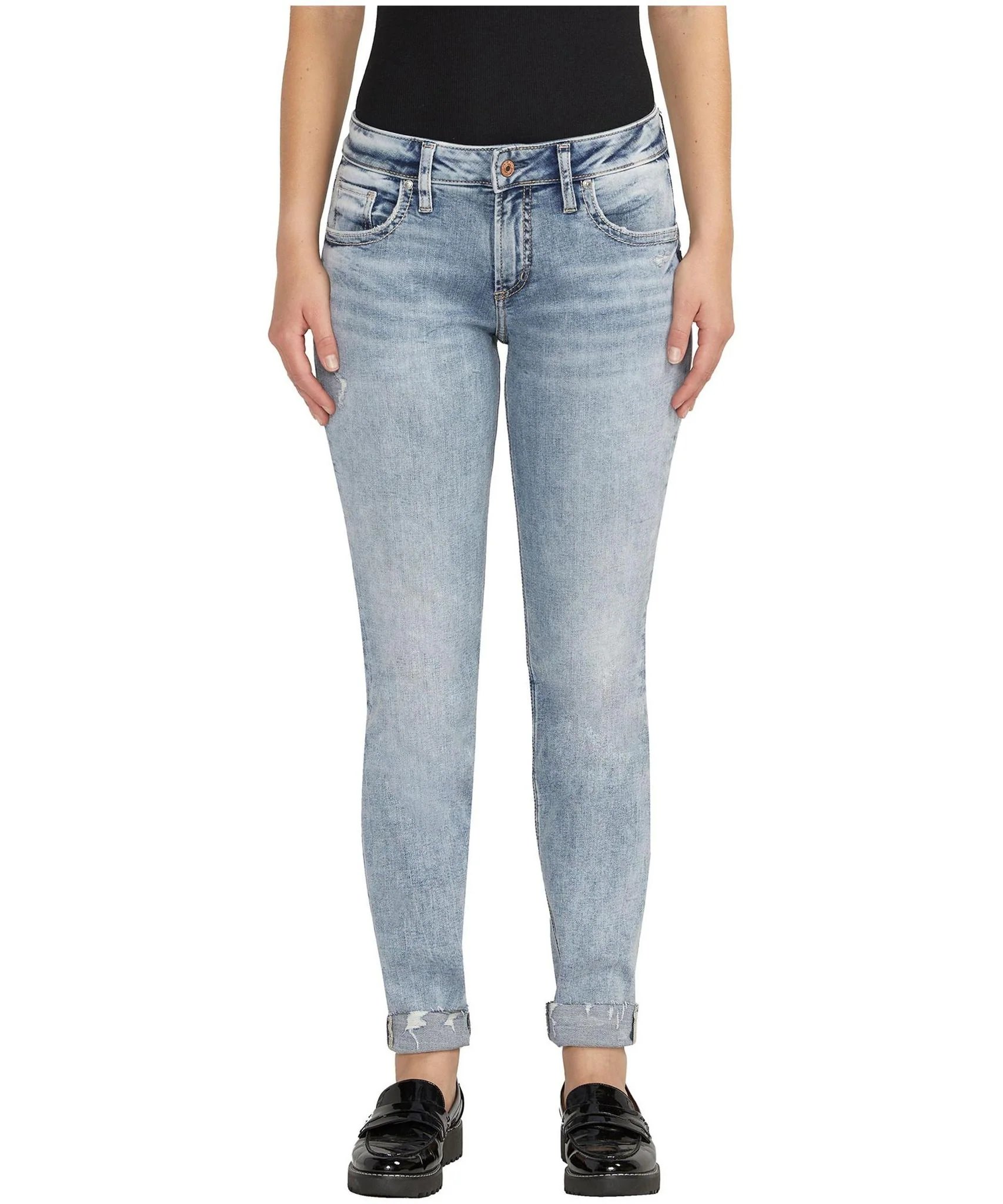 Silver Women's Boyfriend Mid Rise Slim Leg Jeans