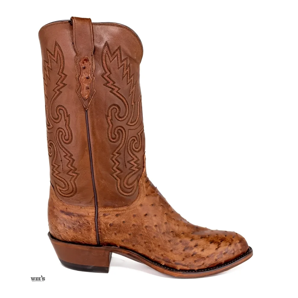 Lucchese Exotic Ostrich 13" Tan Cowboy Boot Men's - Image 2