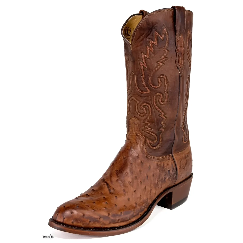 Lucchese Exotic Ostrich 13" Tan Cowboy Boot Men's - Image 3