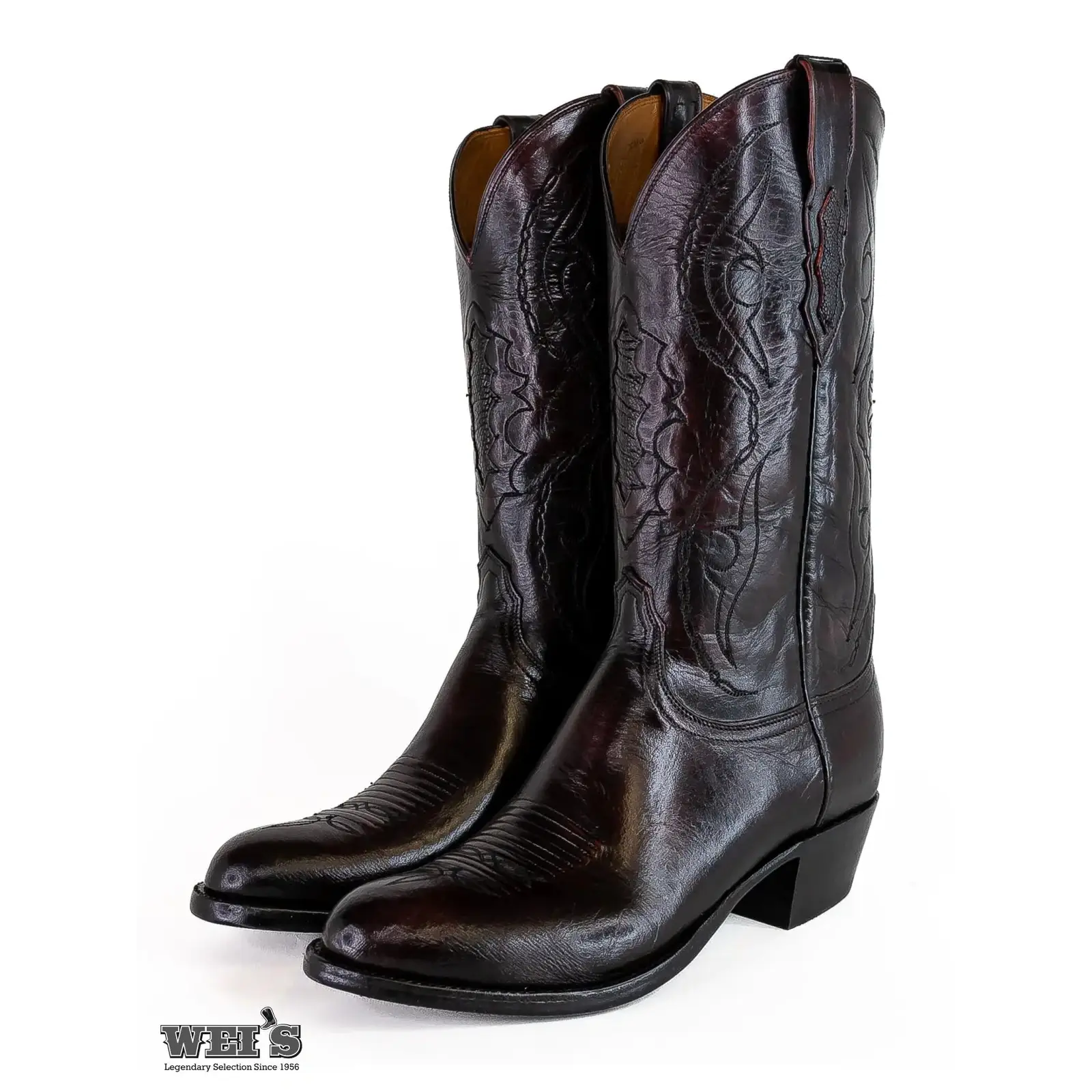 Lucchese 2000 Men's Cowboy Boots 14" Cowhide Black Cherry - Image 5
