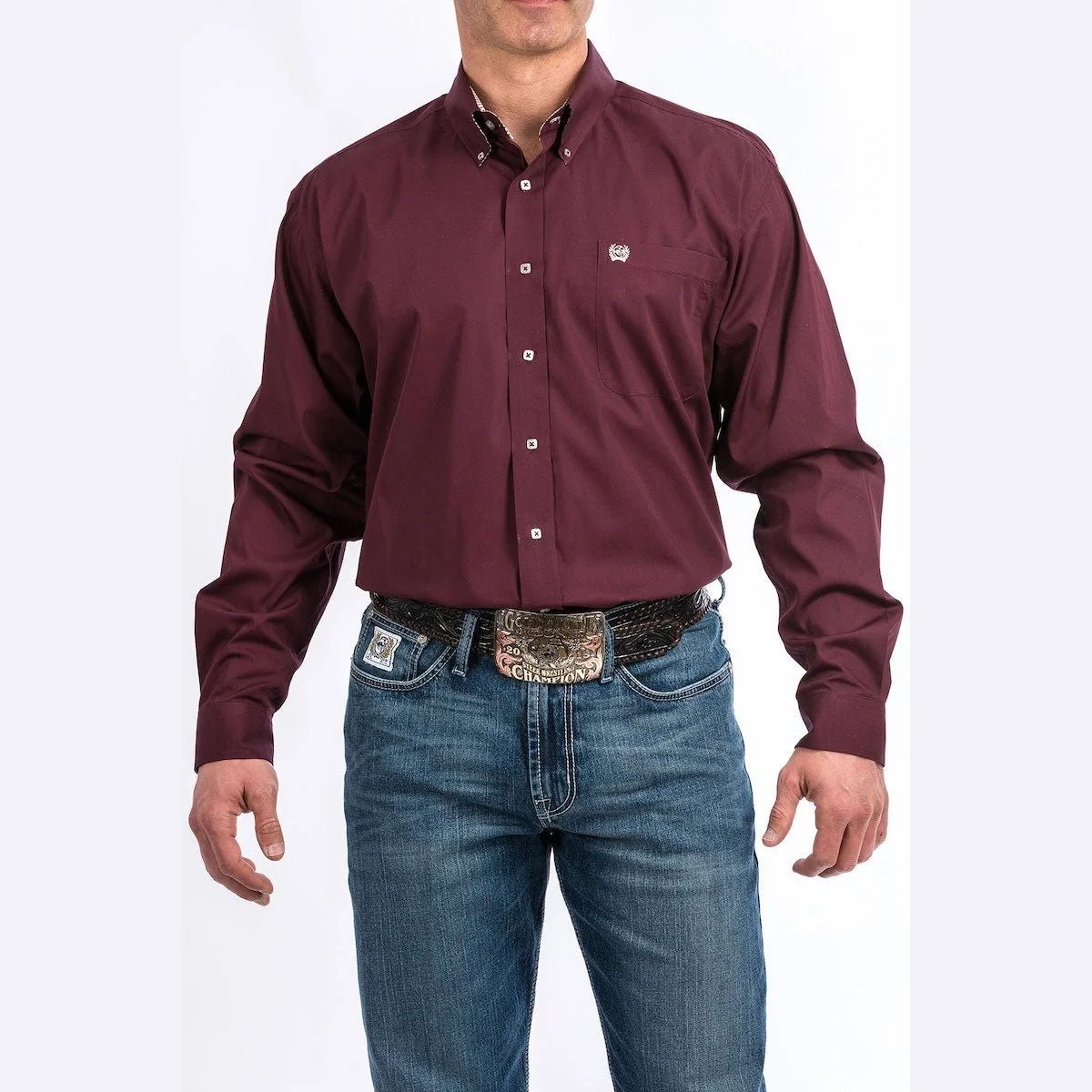 Cinch Men’s Shirt Long Sleeve Button Down Various Solid Colours - Image 9