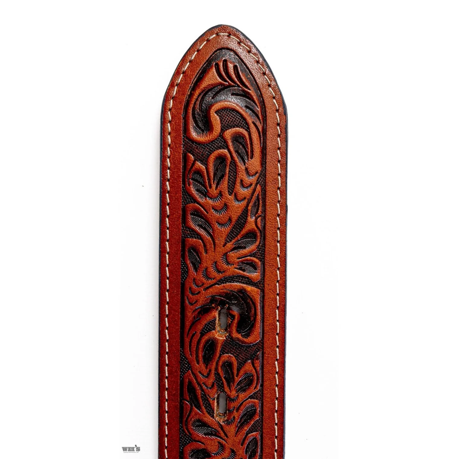 Men’s Belt Made By Ranger Belt Co. Hand Tooled Turquoise Inlay WB2704A - Image 3