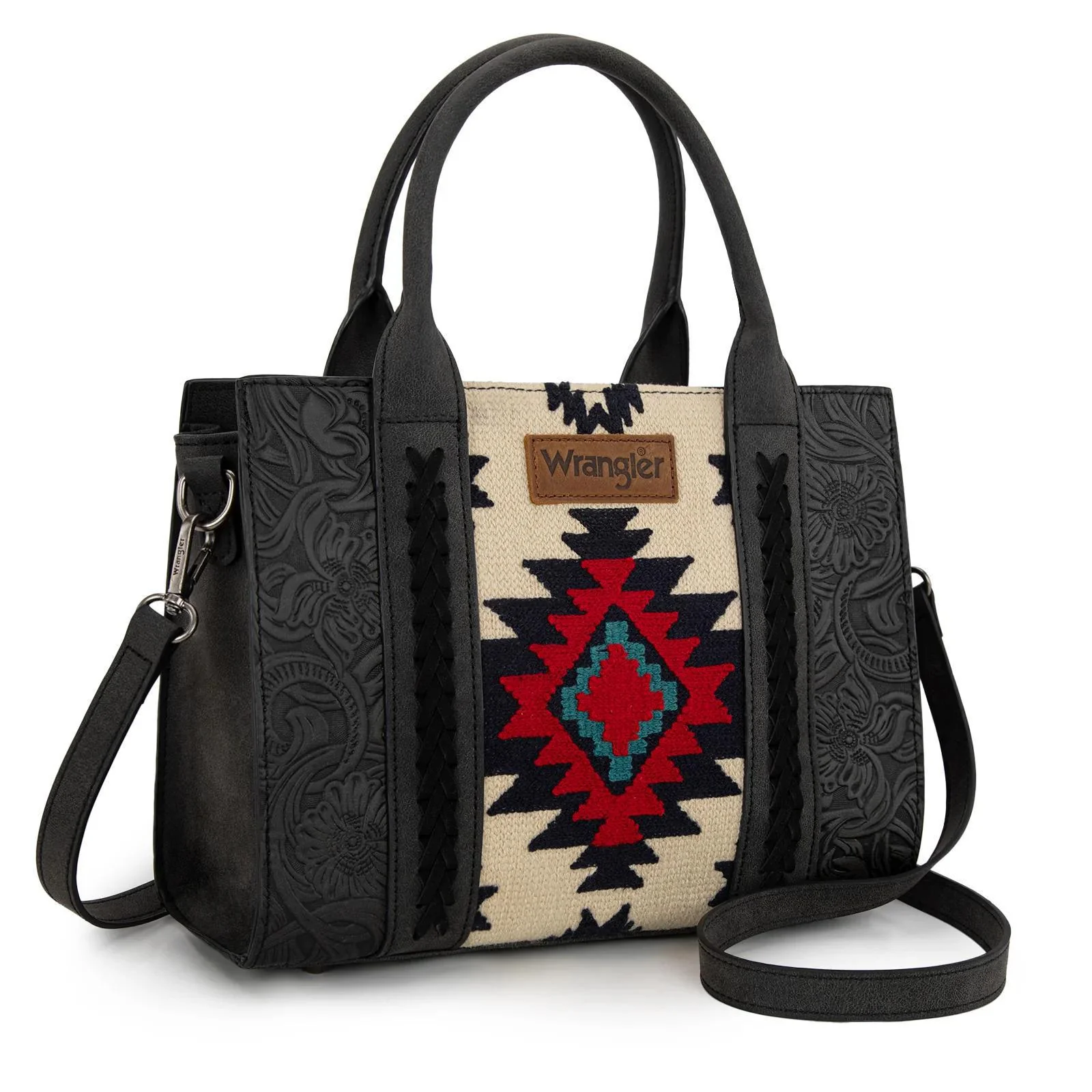 Montana West Wrangler Tooled Aztec Pattern Print Concealed Carry Tote/Crossbody