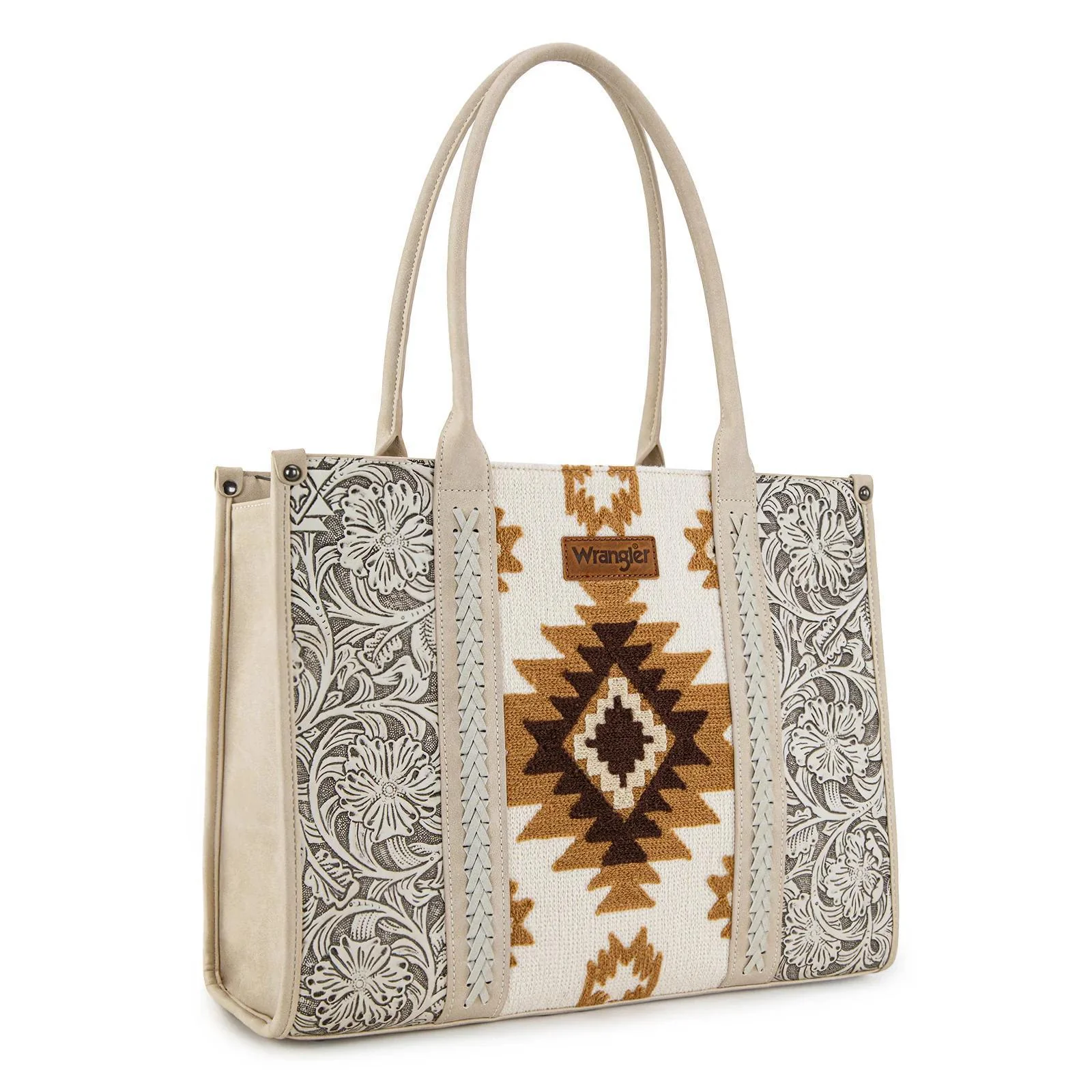 Montana West Wrangler Tooled Aztec Pattern Print Concealed Carry Tote/Crossbody - Image 3
