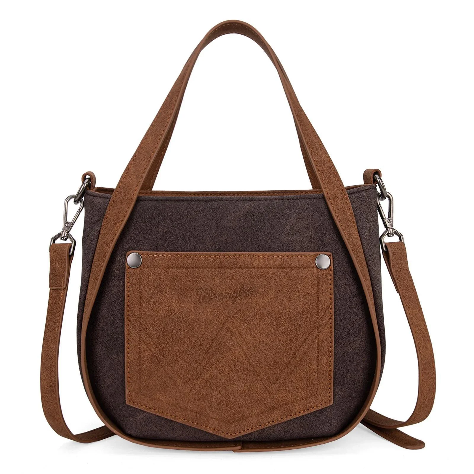 Montana West Wrangler "W" Stitch Fringe Two Tone Tote/Crossbody - Image 2