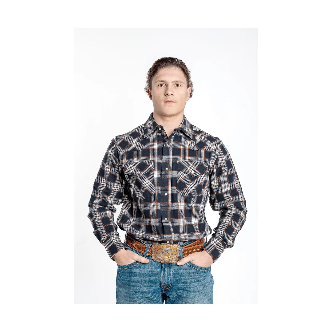 MWG Apparel Men's Flannel Stone Plaid Western Long Sleeve Snap Shirt - Image 2