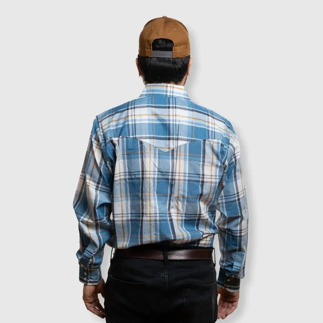 MWG Apparel Men's Snap Plaid Shirt - Teal - Image 2