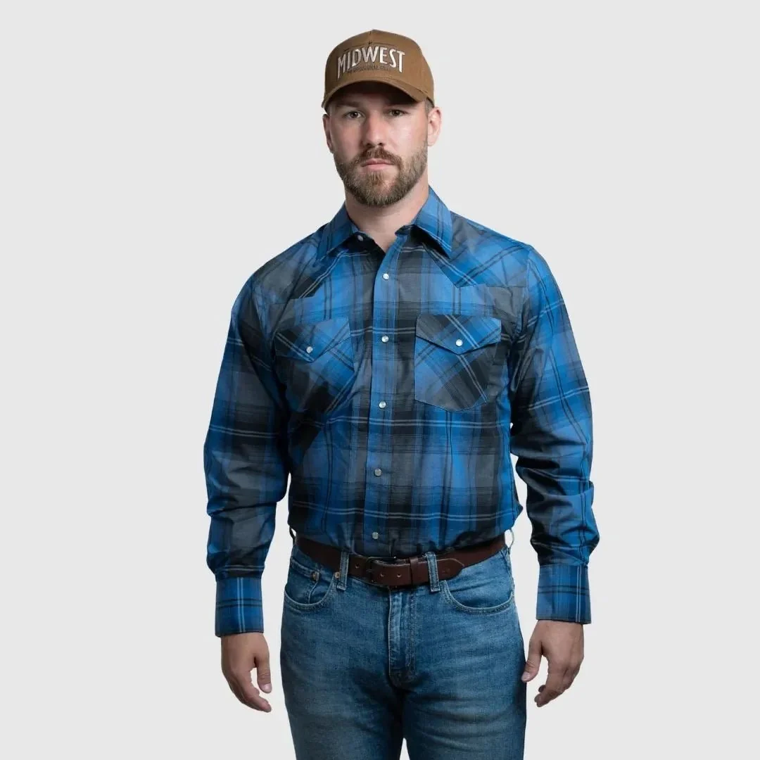 MWG Men's Snap Plaid Shirt - Blue