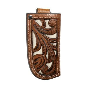 Nocona Knife Sheath Tooled With Ivory Inlay