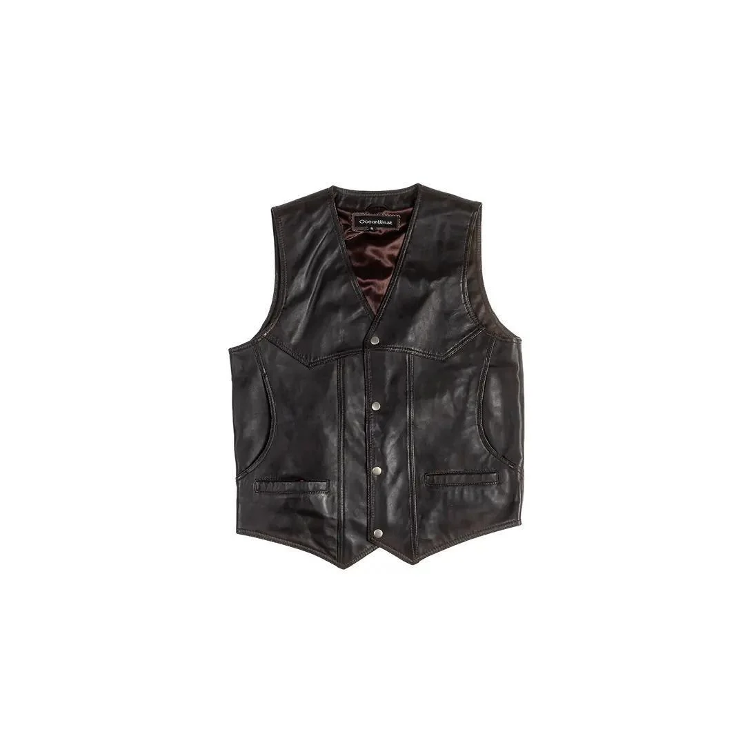 Ocean West Men's Leather Vest - Image 3
