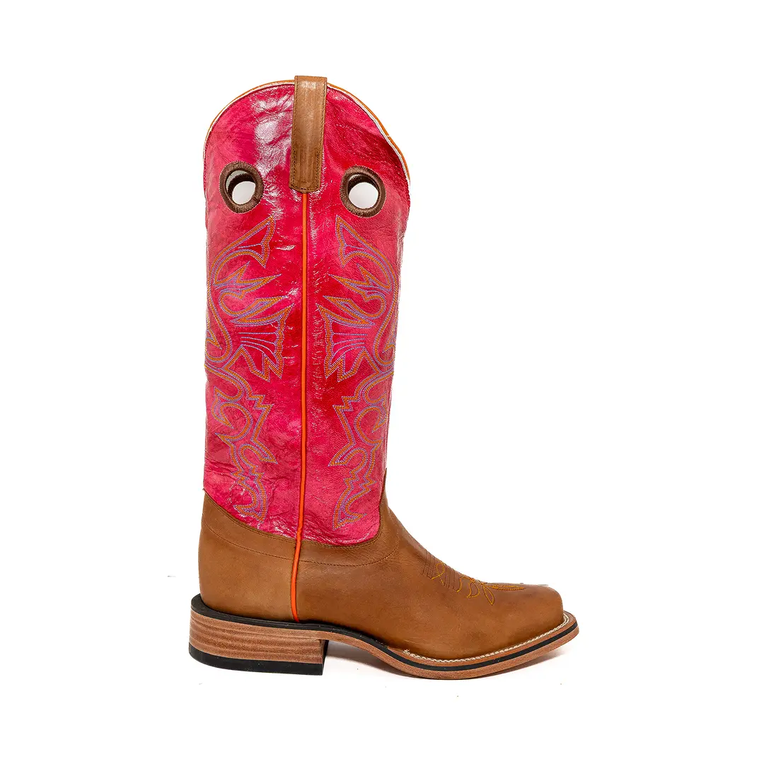 Olathe Men’s Cowboy Boots 16" Pecan/Red Cutter Toe - Image 3