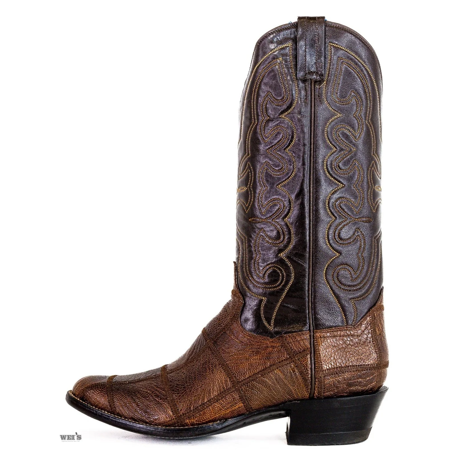 Panhandle Slim Men's Cowboy Boots 14" Exotic Ostrich Leg Patch Cowboy Heel R Toe 15-OSTRICH - Image 4