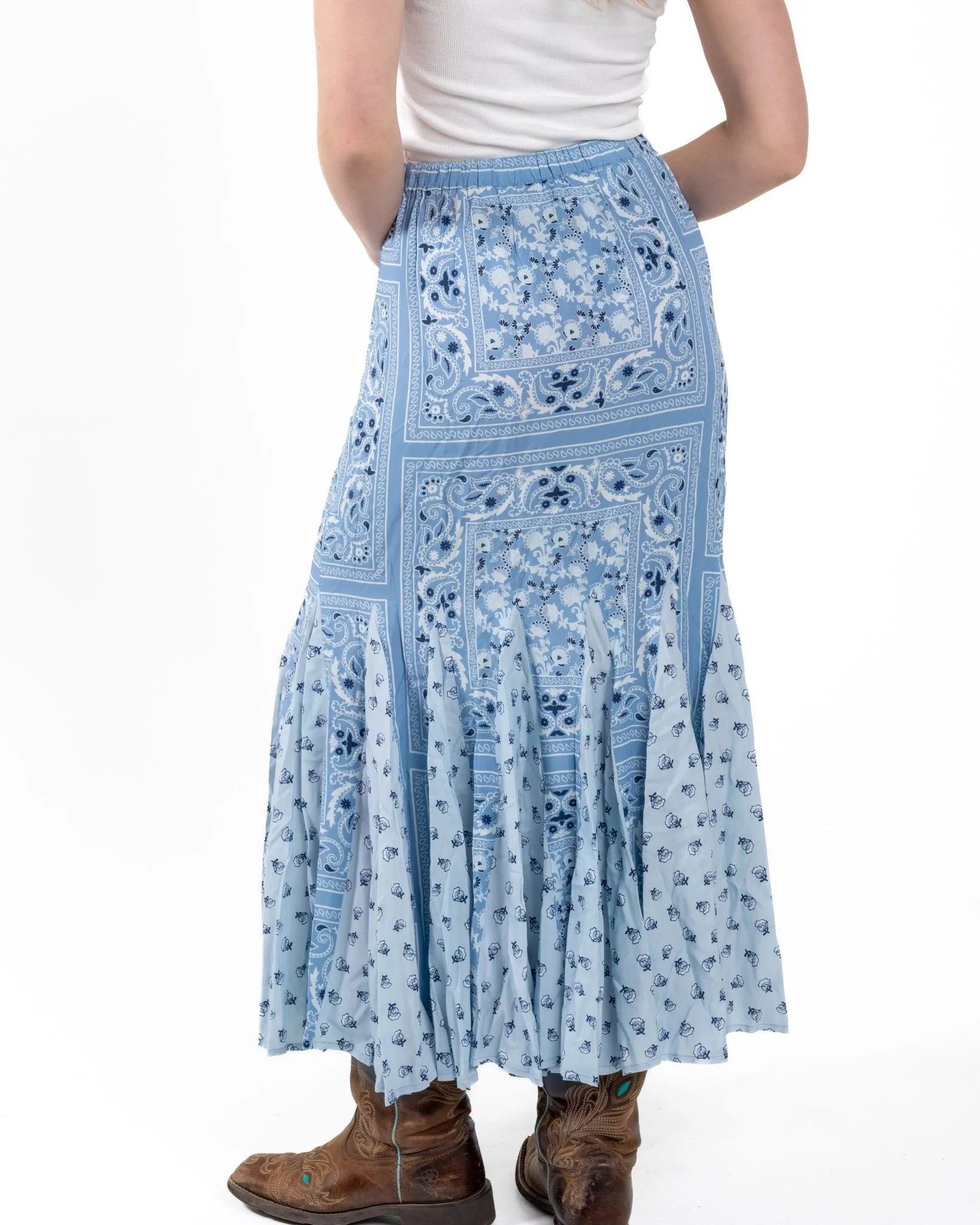 Panhandle Slim Women's Sky Blue Paisley Print Maxi Skirt - Image 2