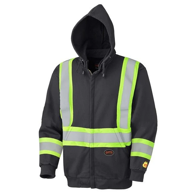 Pioneer Unisex Hoodie Work Flame Resistant Hi Vis Safety Striping