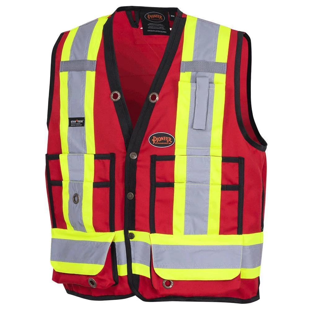 Pioneer Hi-Vis 150D Poly Twill Surveyor's Safety Vest With Snap Closure - Image 3
