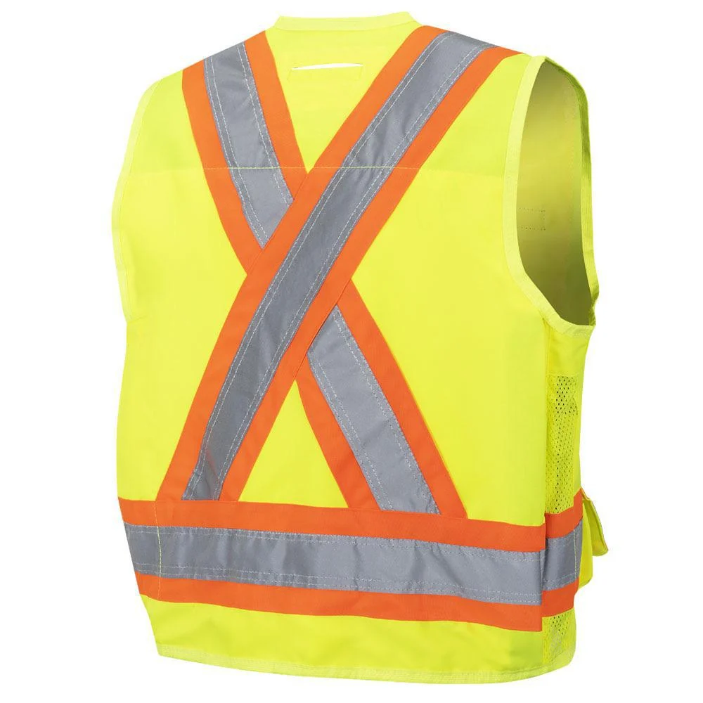 Pioneer Hi-Vis Poly Twill Surveyor's Safety Vest With Snap Closure - Image 2
