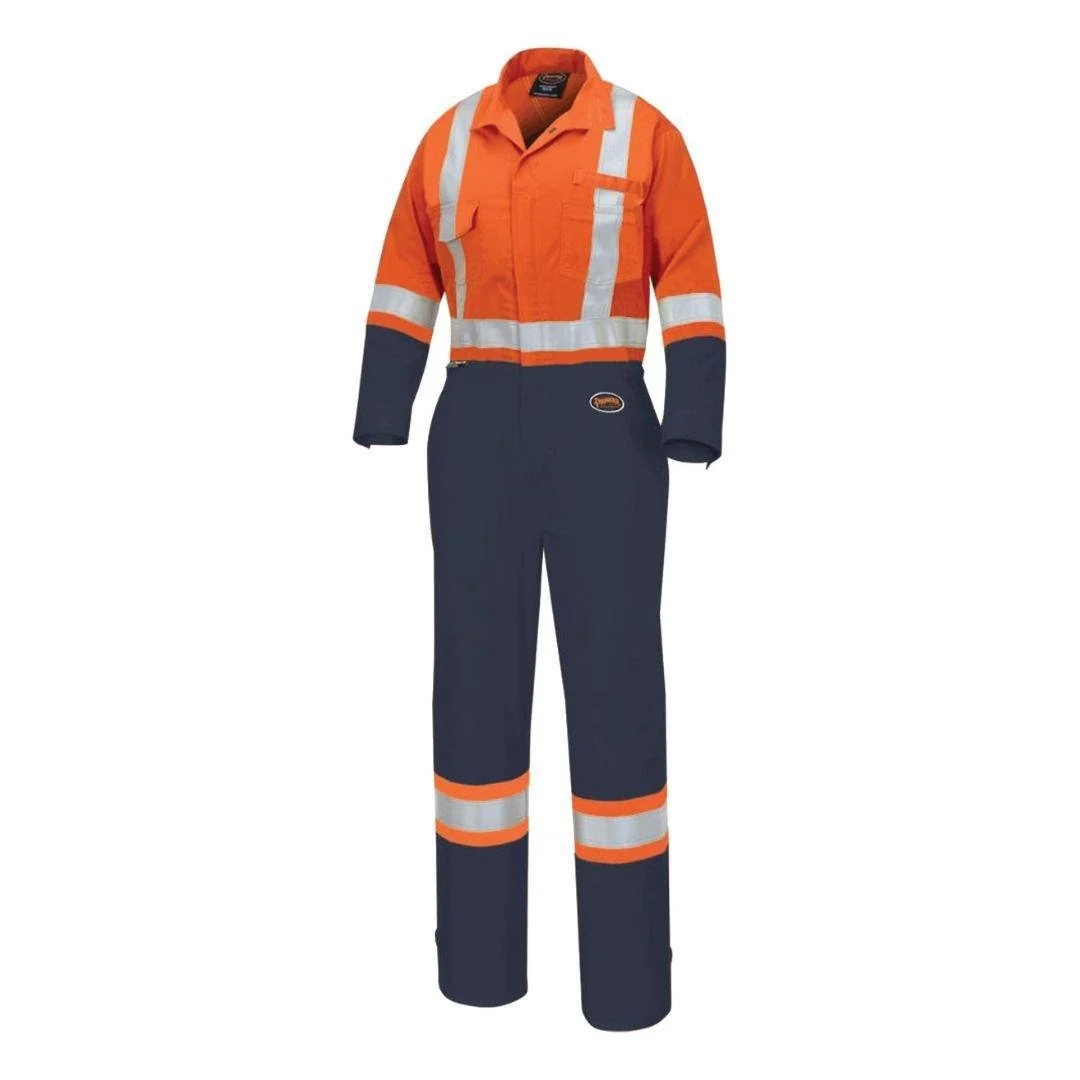 Pioneer Women's 2–Tone Poly/Cotton Safety Coveralls – Orange/Navy
