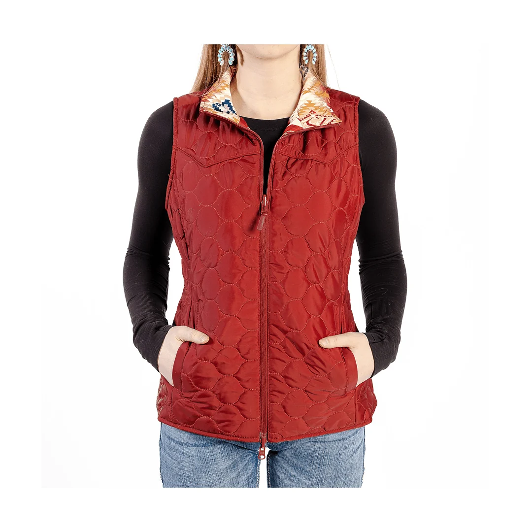 Panhandle Slim Women's Reversible Quilted Vest Red - Image 2