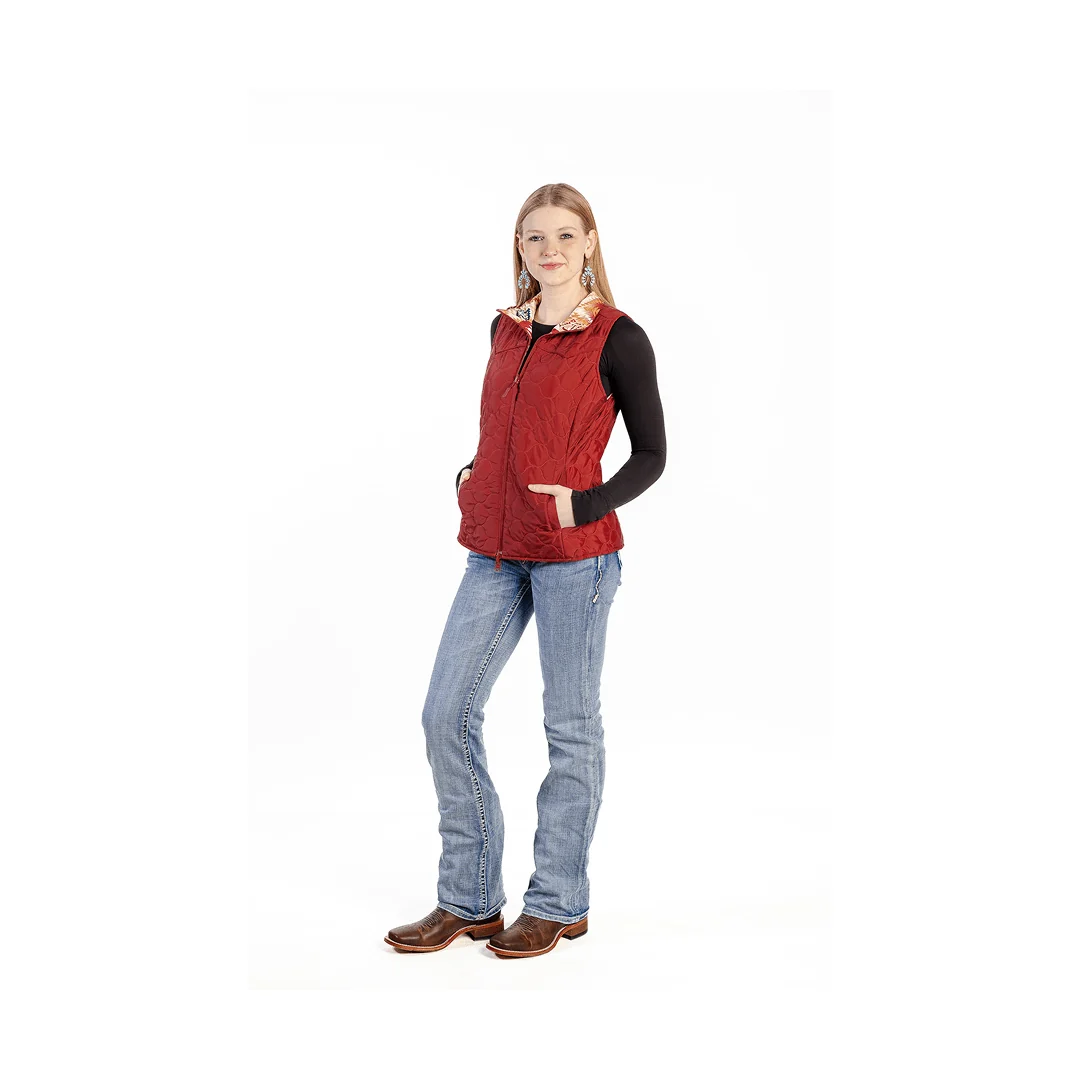 Panhandle Slim Women's Reversible Quilted Vest Red - Image 3