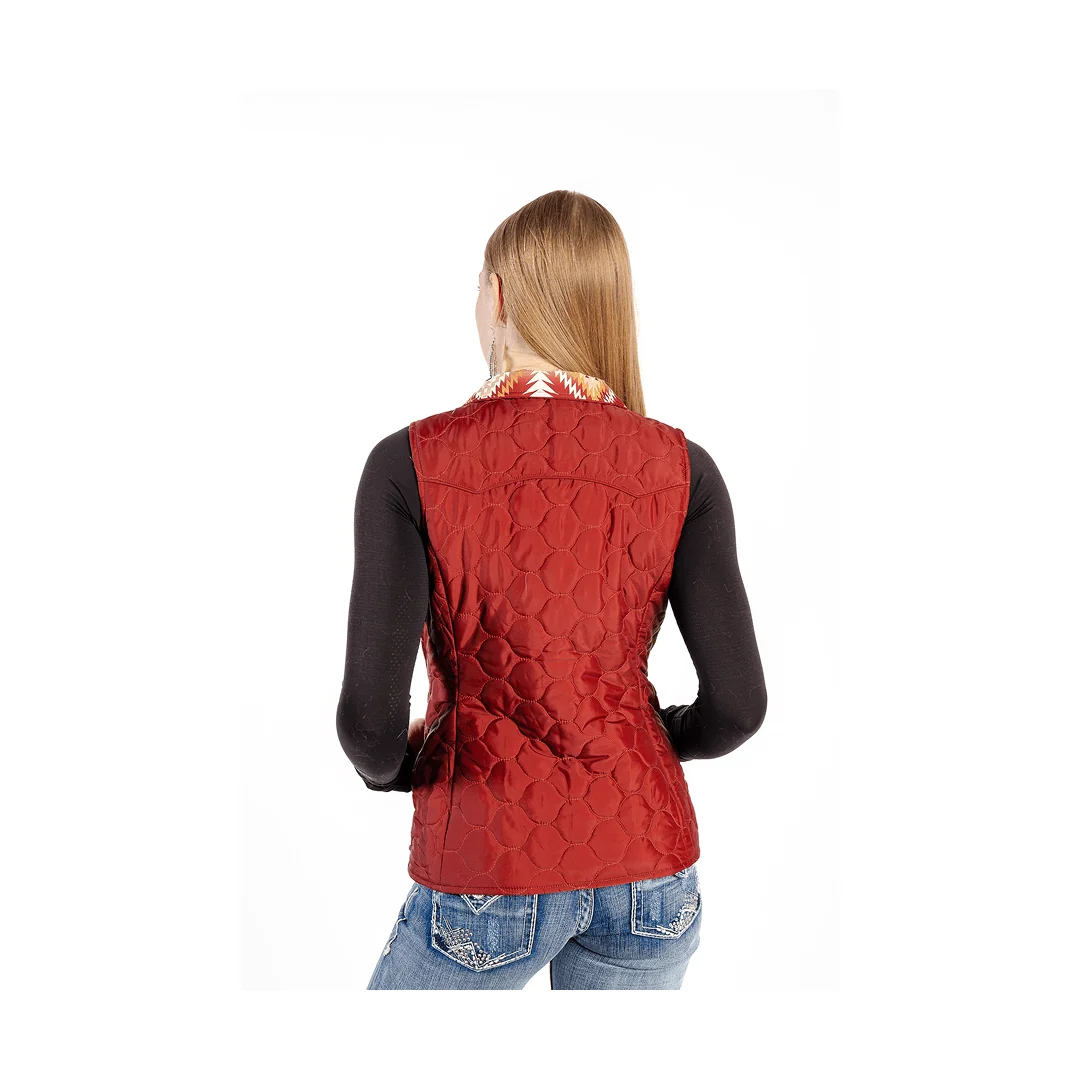 Panhandle Slim Women's Reversible Quilted Vest Red - Image 4