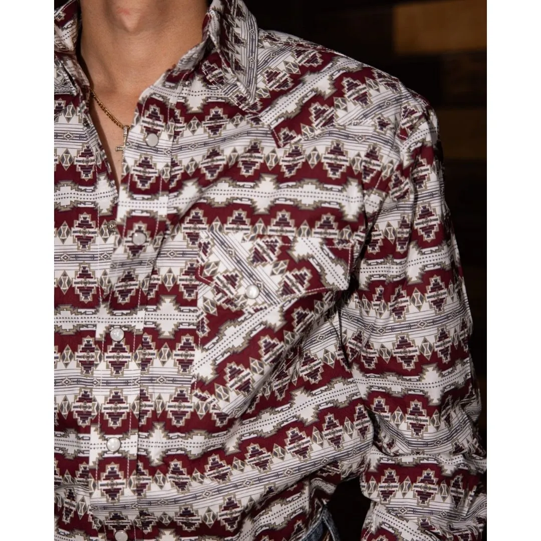 Panhandle Slim Men's Long sleeves Snap - Maroon - Image 3