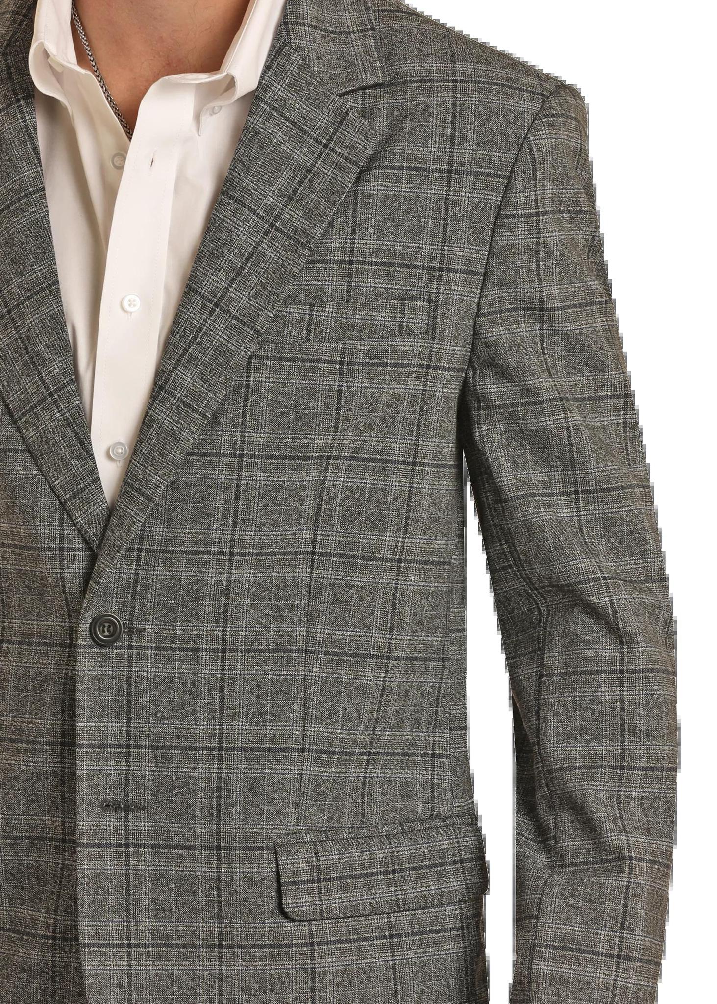 Rock & Roll Men's Charcoal Windowpane Plaid Sport Coat - Image 4