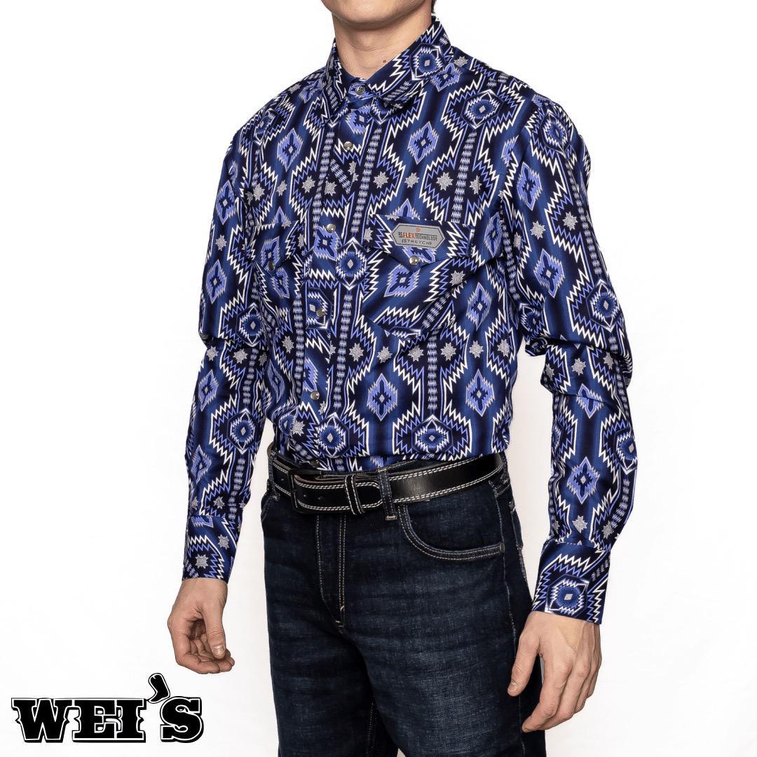 Rock & Roll Men's Long Sleeve Snap Aztec Shirt - Image 6