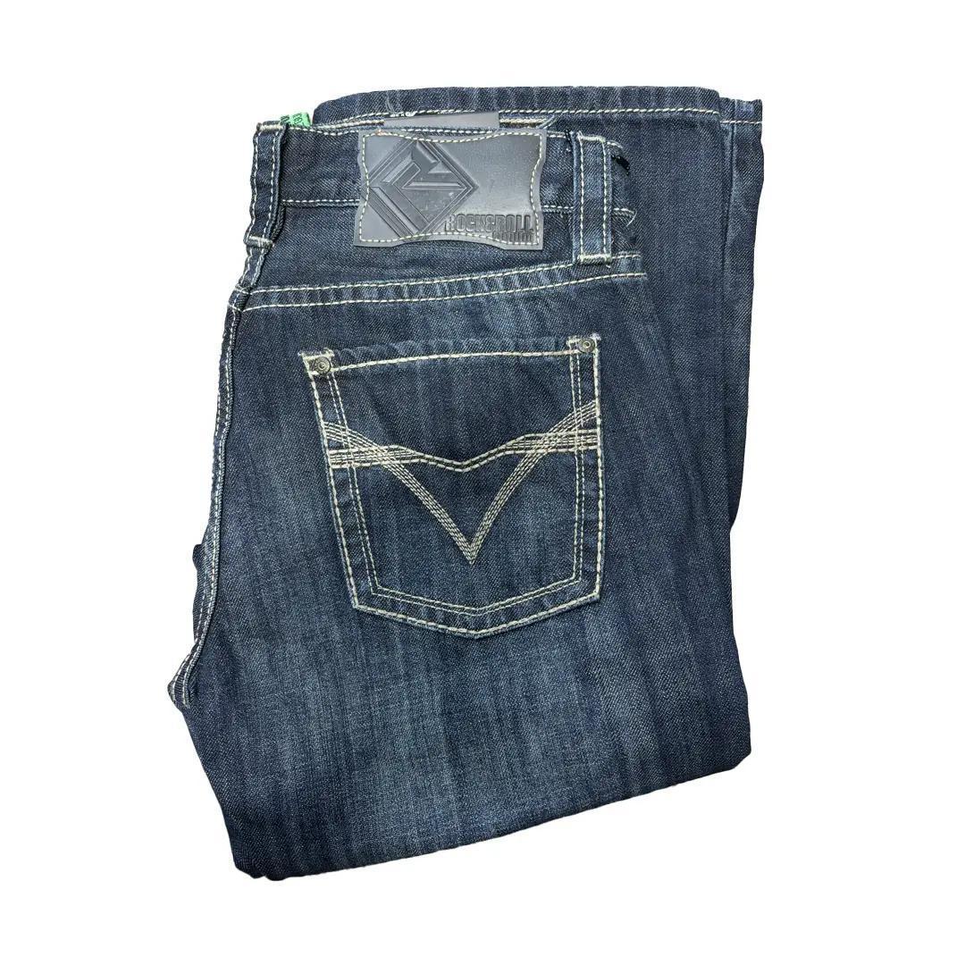 Rock & Roll Men's Pistol Straight Dark Vintage Jeans - Clearance - Image 2