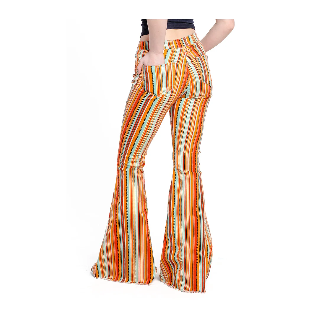Rock & Roll Women’s Pants Multi Stripe High Rise Bell Bottoms- CLEARANCE - Image 3