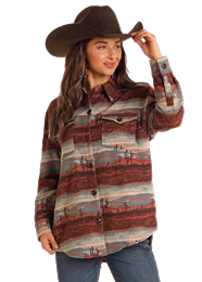 Rock & Roll Women's Scenery Jacquard Shirt Jacket - CLEARANCE