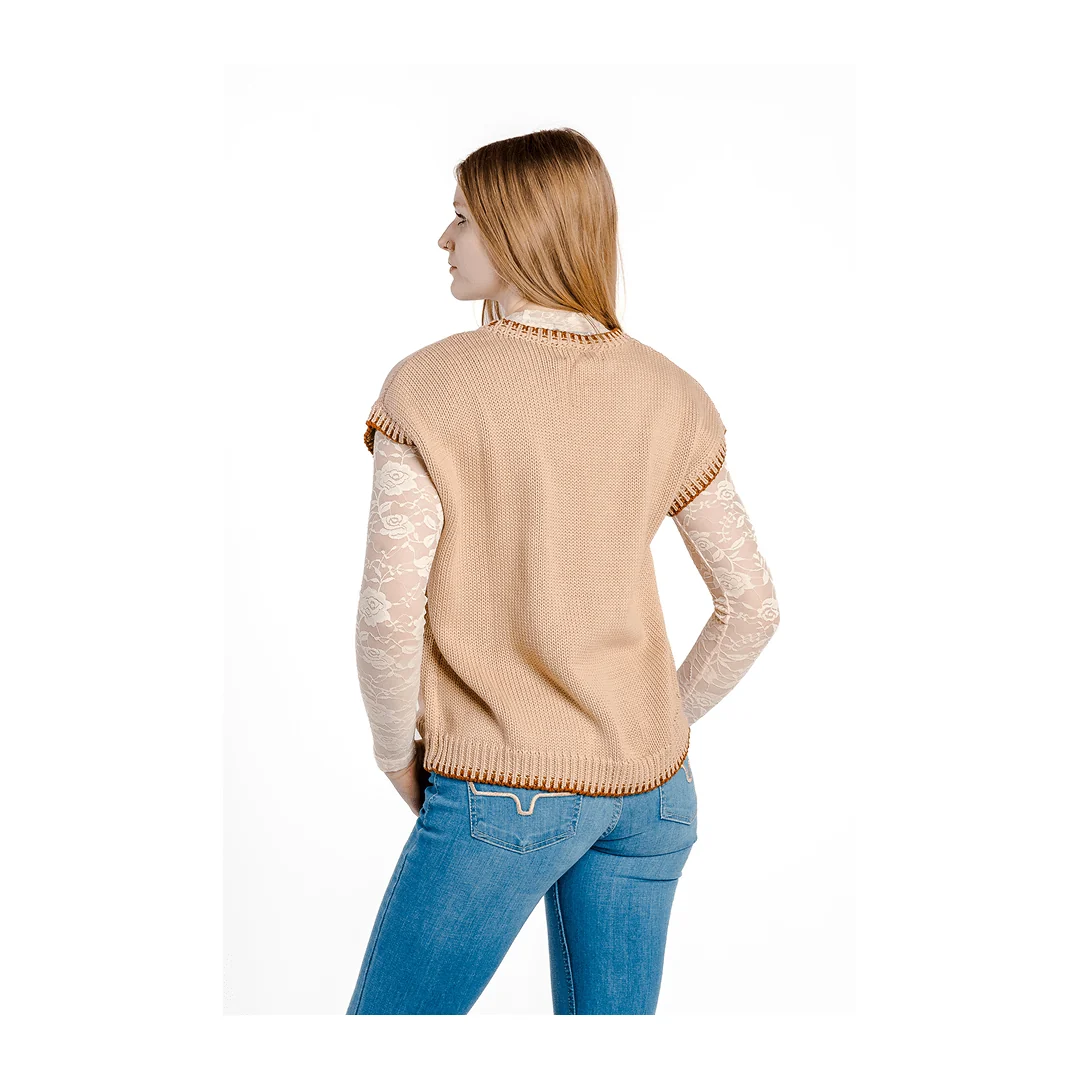 Rockin A Design Women's Cowpony Short Sleeve Printed Sweater Vest w/ Trim - Image 2