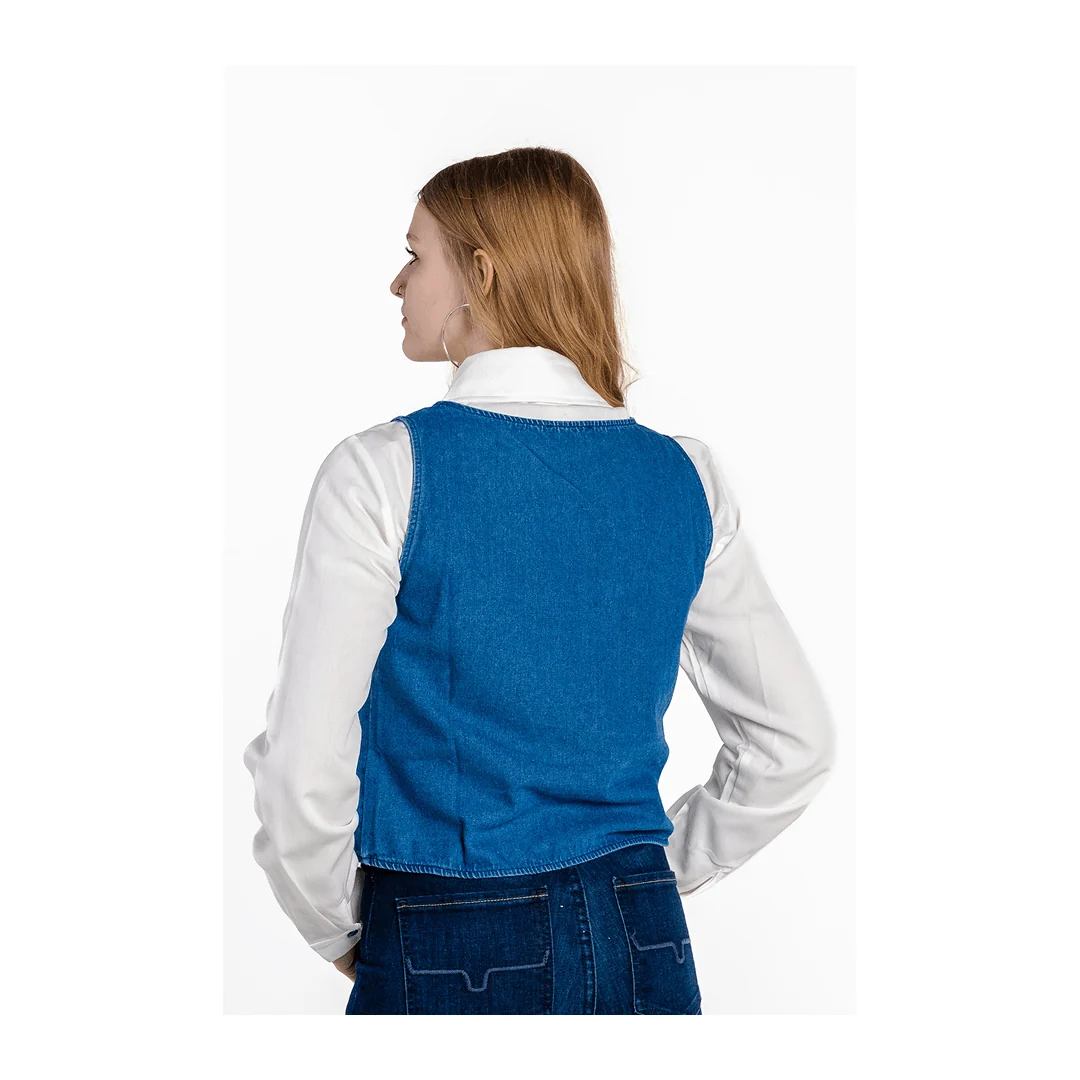 Rockin A Design Women's Denim Tie Vest With Western Stud Trim - Image 2