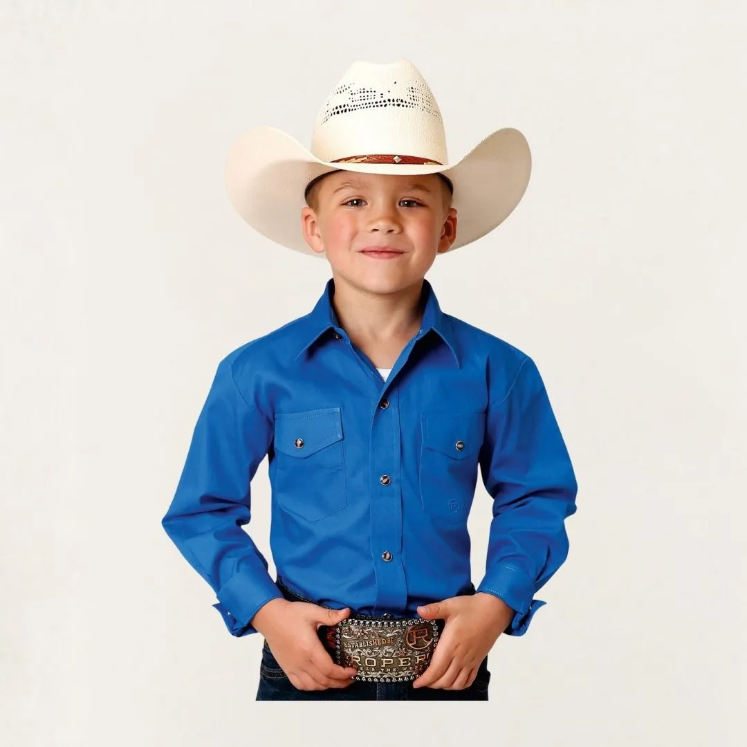 Roper Boy's Western Long Sleeve Shirt Blue - Image 2