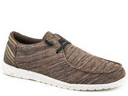 Roper Men’s Shoes Brown Fabric Hang Loose Striped Loafer - Image 4