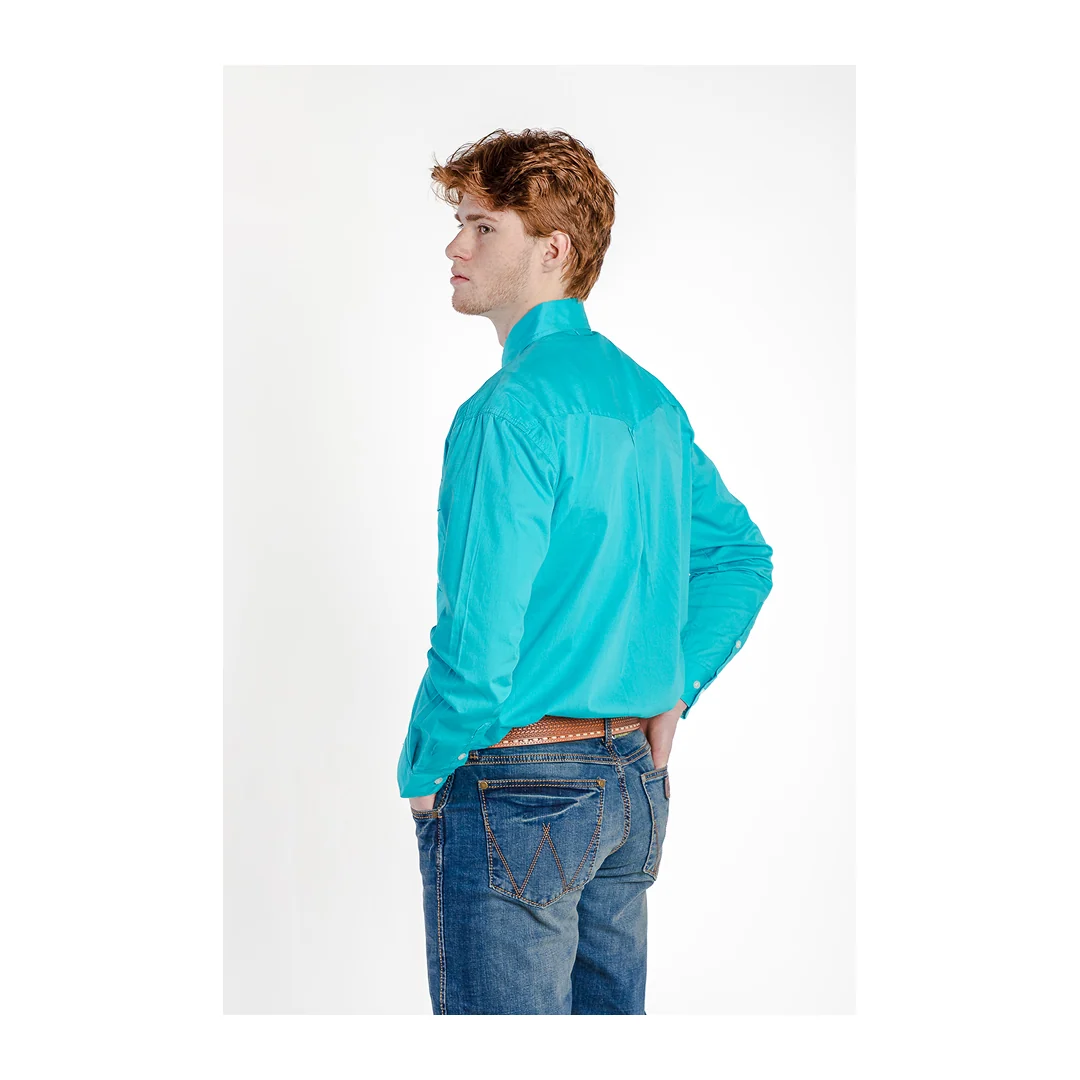 Roper Men’s Shirt Western Long Sleeve Button Down Aqua - Image 3