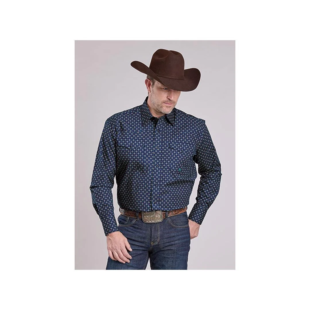 Roper Men's Blue Long Sleeve Snap Western Shirt