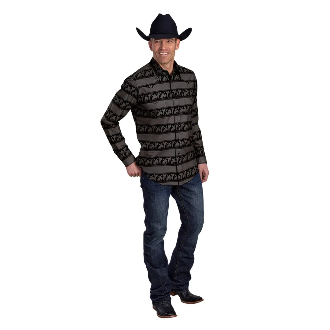 Roper Men's Horizontal Rodeo Stripe Print Design Snap Shirt - Image 3