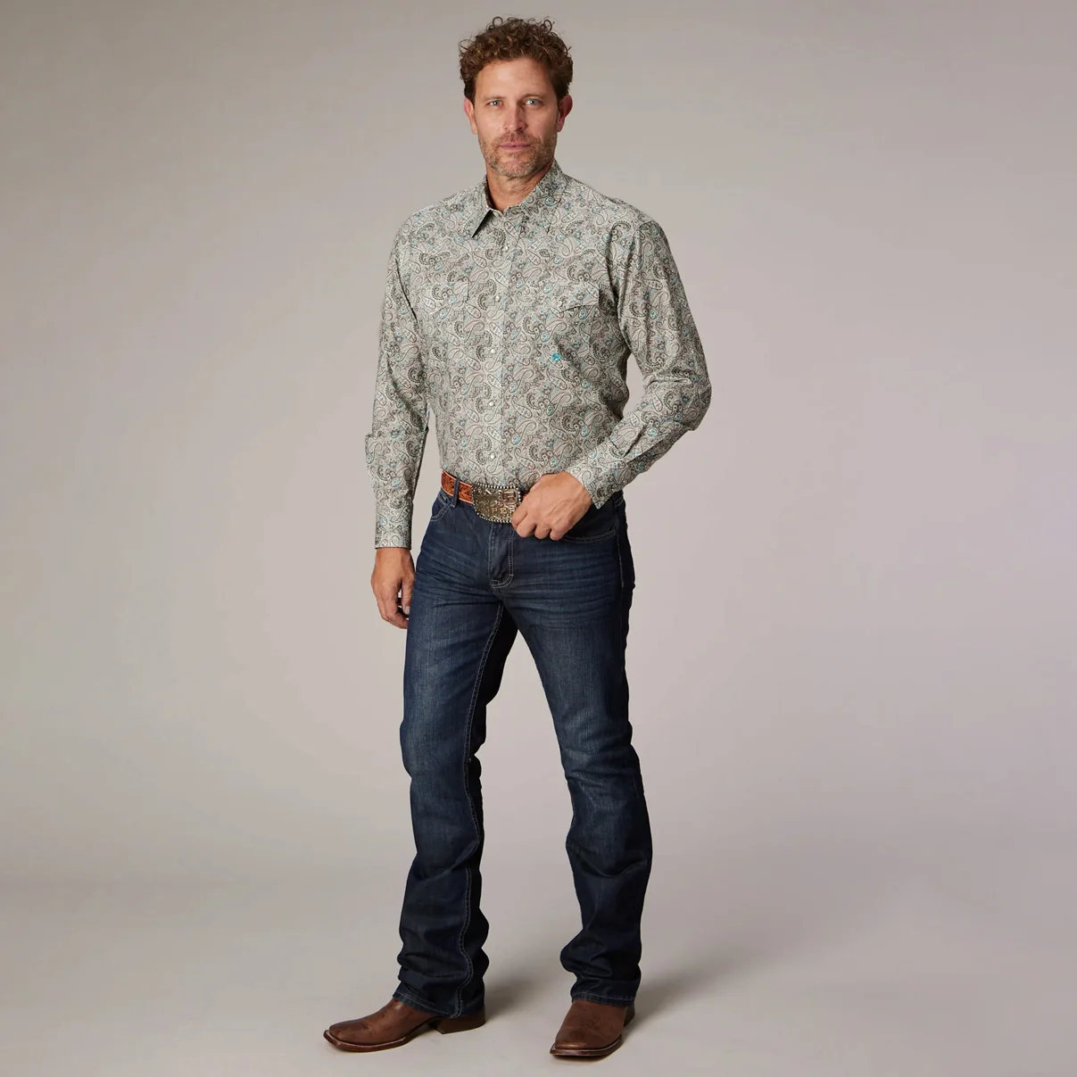 Roper Men's Long Sleeve Paisley Snap Shirt - Image 2