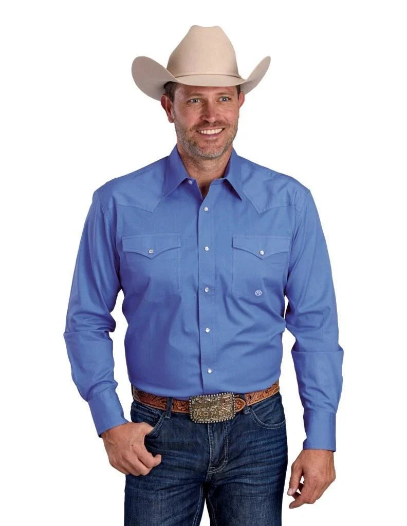 Roper Men's Long sleeves Snap Jade Green & Blue - Image 2