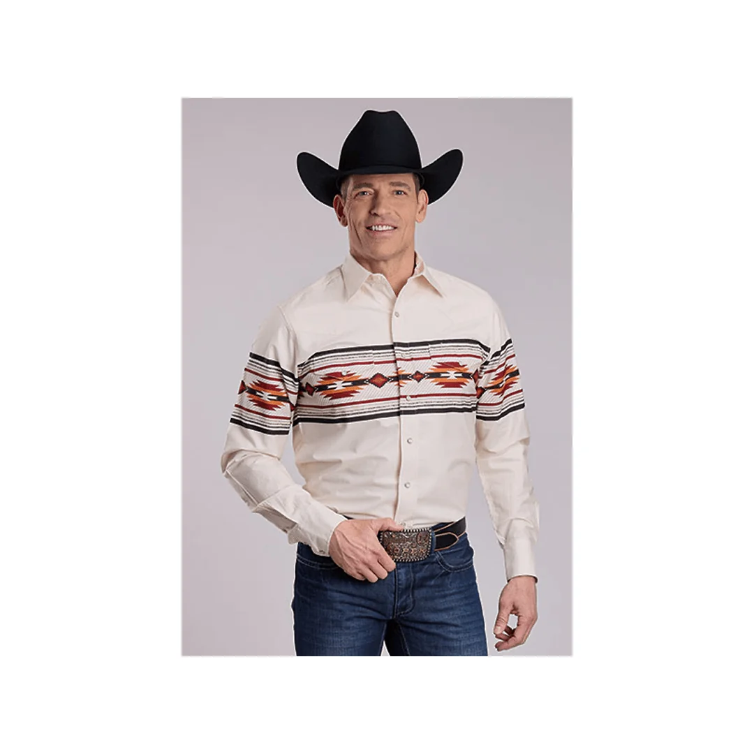 Roper Men's Western Aztec Border Print Snap Shirt