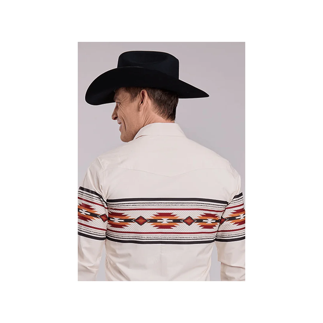 Roper Men's Western Aztec Border Print Snap Shirt - Image 2
