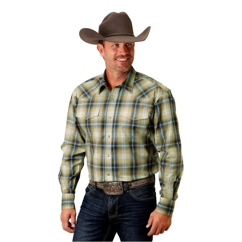 Roper Men's Western Shirt In Sand Dune Plaid Long Sleeve - Image 3