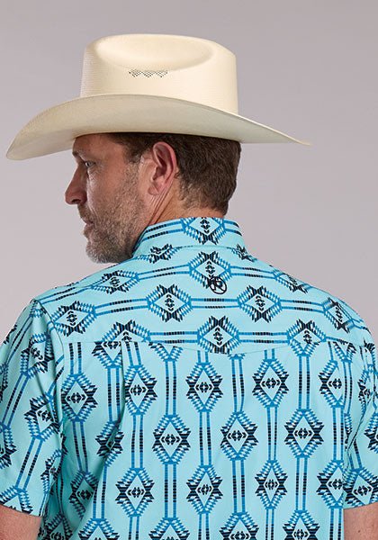 Roper Men's Woven Short Sleeve Aztec Print Shirt - Image 2