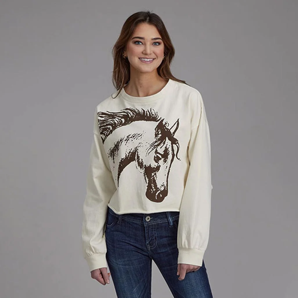 Roper Women's Cotton Fleece Crew Neck Pullover - CLEARANCE