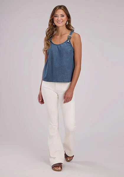 Roper Women's Denim Tank With Belt Buckle Straps - Image 2