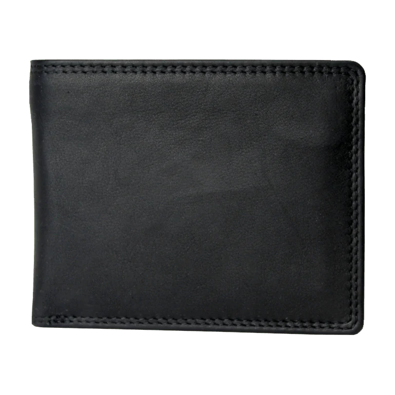 Rugged Earth Bifold Black Leather Wallet