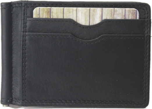 Rugged Earth Black Leather Money Clip Wallet